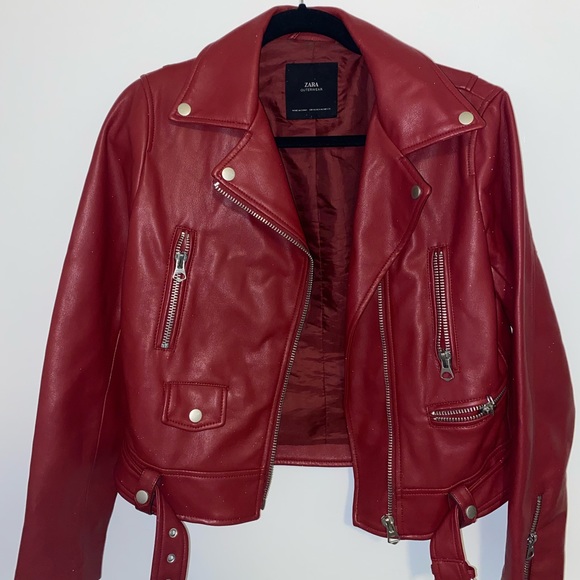 Zara Jackets & Blazers - Red Zara Leather Jacket